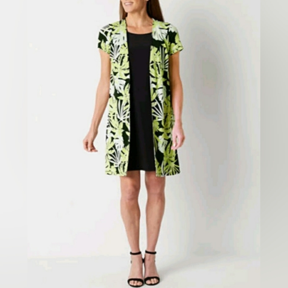 Perceptions Faux Jacket Black & Lime Green Dress Size XL - NEW - Ltd Time Sale
